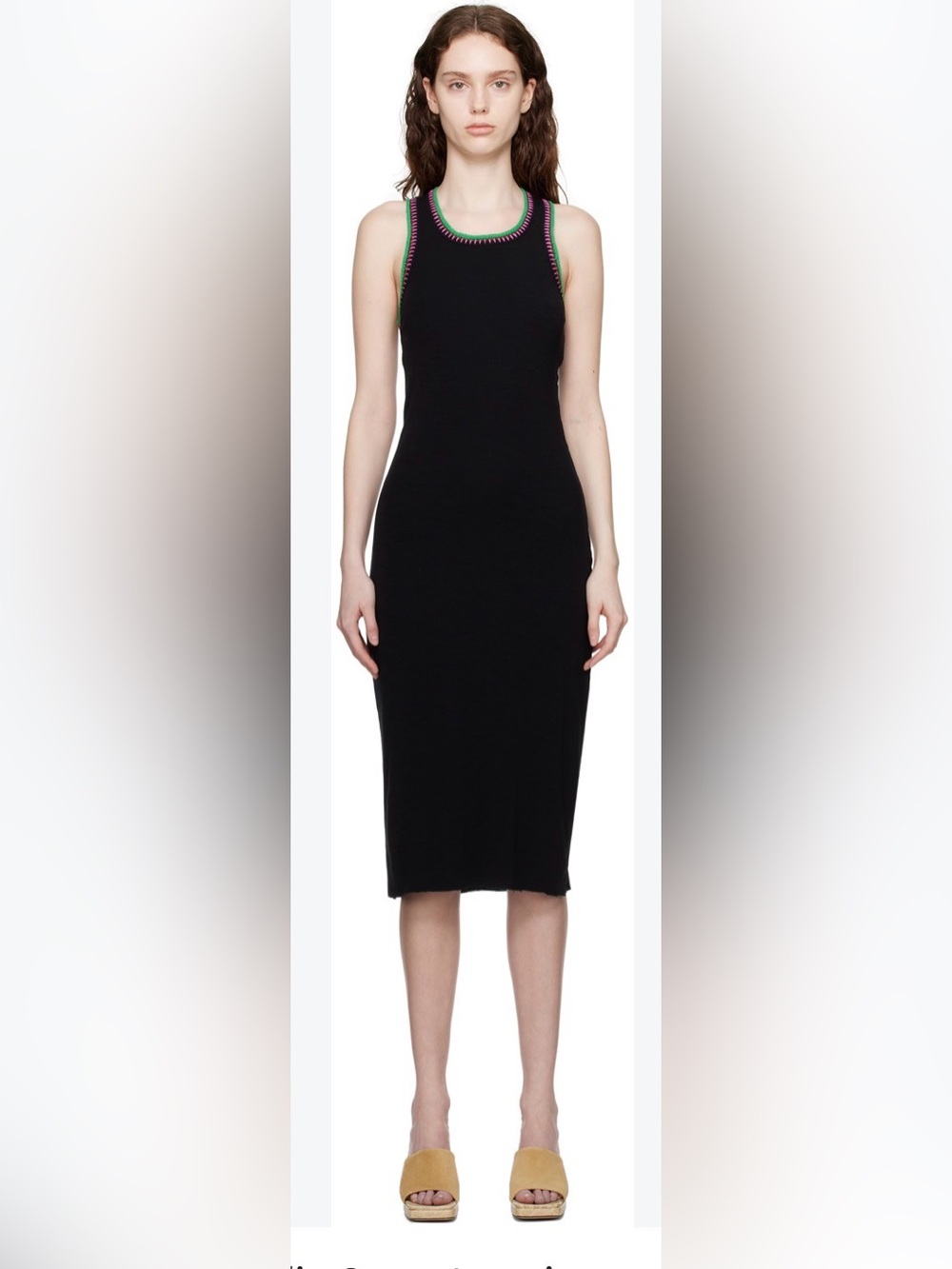 FRAME x Julia Sarr-Jamois Crochet-Trimmed Ribbed-Knit Midi Dress